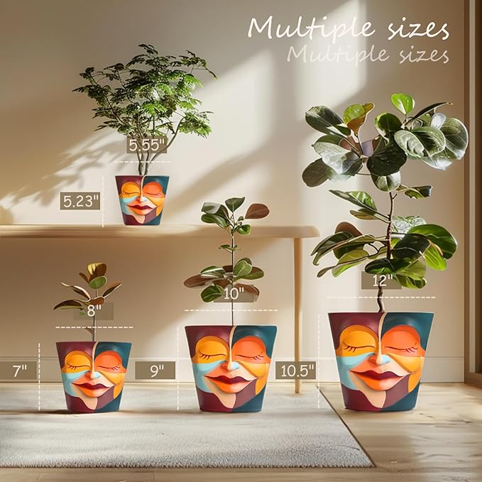 GUGUGO 10 Inch Abstract Head Planter Pots, Unique Face Plant Pot with Drainage, Funny Flower Pots for Indoor Plants, Eclectic Home Decor Aesthetic