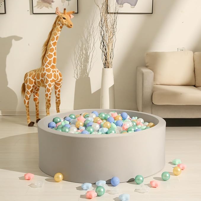 GOGOSO Ball Pit Balls for Toddlers Phthalate-Free BPA-Free Non-Toxic Crush Proof Soft Plastic Play Balls Baby Kids Shape Tent Pool Playhouse Playpen Party Decor, Pink+Green+Gold+Blue+White 100PCS