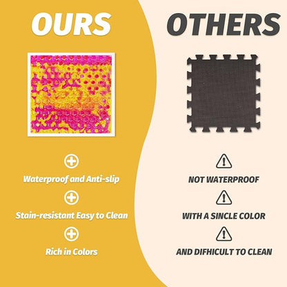 Liquid Lava Tiles for Kids： 11.8x11.8 in Educational Play Mat with Non-Slip Base Develop Motor Skills & Creativity for Children 3-12 Years (4 Pack D)