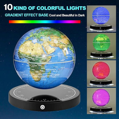 Floating Globe, Magnetic Levitating Globe with LED Light, 360° Rotating Geographic Globe World Map for Home Office Decor, Cool Tech Gift for Kids, Teacher, Husband, Colleague..