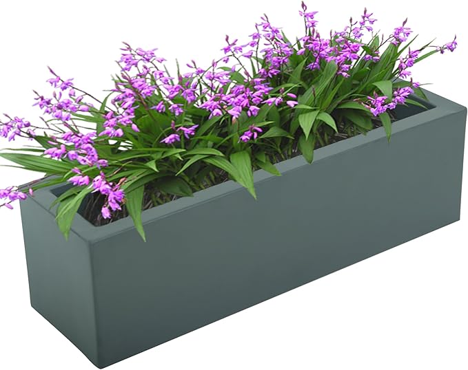 15 INCH Metal Railing Planter Boxes - Hanging Planter for Outdoor Balcony Fence, Durable All-Weather Use with Adjustable Brackets, Modern Décor for Flowers, Succulents, Hanging Plants, Grey