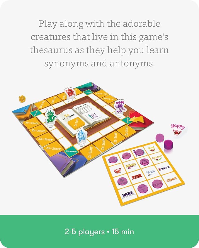 SimplyFun Is or Isn’t - Expand Vocabulary Skills by Identifying Synonyms and Antonyms - an Engaging and Educational Bingo Game for Kids - for 2 to 5 Players, Ages 6 & Up