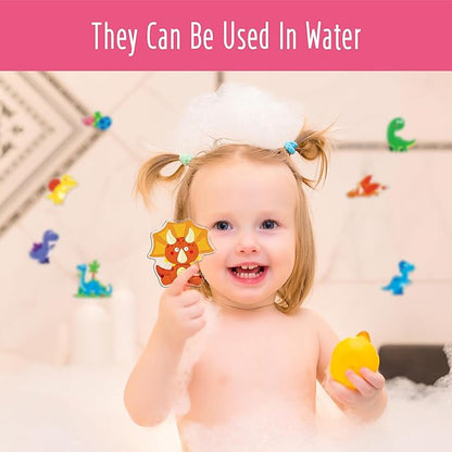 42PCS Dinosaur Jelly Stickers, Thick Window Door Clings Removable Reusable Gel Clings Decals for Kids Toddlers Adults Home Classroom Nursery Animal Theme Party Supplies (Not Edible)