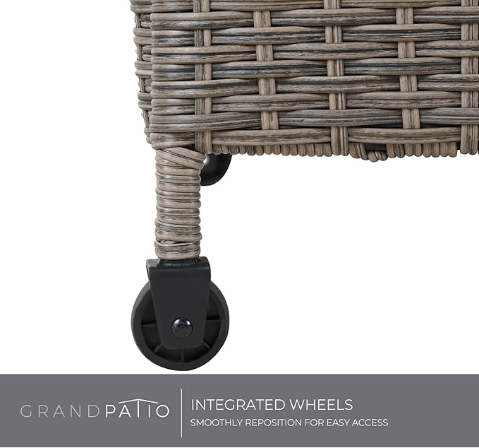 Grand patio 170 Gallon Deck Storage Box Deck Box Outdoor Storage Box Indoor Wicker Storage Bin Patio Storage Box for Patio Furniture Cushions Garden Tools Pool Accessories, Light Brown