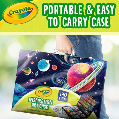 Crayola Inspiration Art Case Space Coloring Set (140pcs), Art Kit for Kids, Crayons, Markers, Pencils, Holiday & Christmas Gift for Boys & Girls, Ages 5, 6, 7 [Amazon Exclusive]