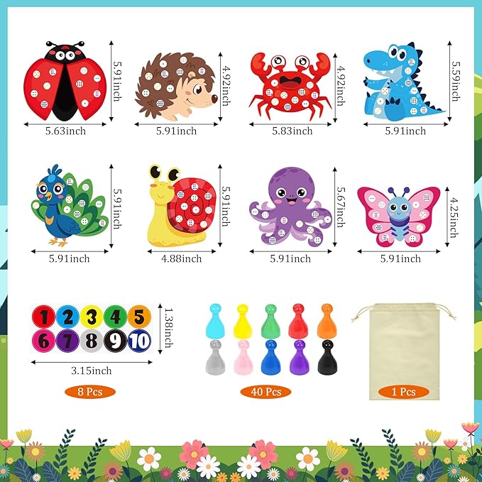 Cinrobiye Numbers Matching & Counting Game Montessori Educational Learning Manipulative Animal Number Counting & Color Sorting Board Sets for Preschool Math Classroom Fine Motor Must Haves