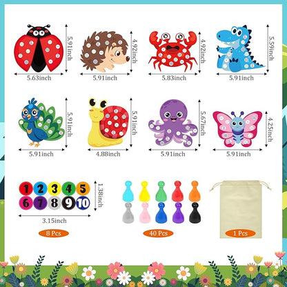 Cinrobiye Numbers Matching & Counting Game Montessori Educational Learning Manipulative Animal Number Counting & Color Sorting Board Sets for Preschool Math Classroom Fine Motor Must Haves