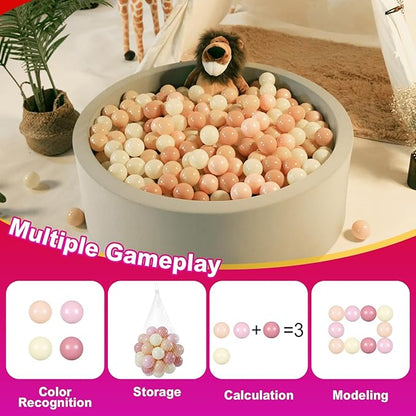 Realhaha Ball Pit Balls 50 100 200 500 Play Balls Plastic Balls for Baby Girls Toddlers Kids Play Tent Pool Playhouse Playpen Party Decoration