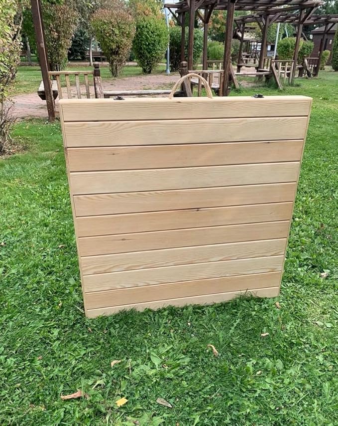 Portable Wooden Folding Table, Picnic Table，Floor Table，Natural Pine, 43x21 Inch, Low Height Design for Picnic, Camping, Coffee Service, Bohemian Style