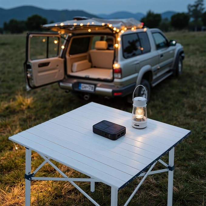 Athena Collection Foldable Camping Table, 28" Small Aluminum Outdoor Folding Camp Table with Roll Up Tabletop and Carry Bag, Lightweight and Portable for Outdoor Camping Picnic Grilling, Silver