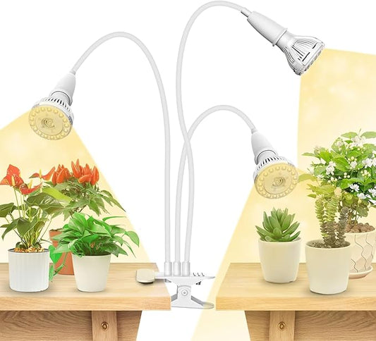 SANSI LED Grow Lights for Indoor Plants, 450W Full Spectrum Clip-on Gooseneck with Ceramic Tech. 30W Power Plant Light with Optical Lens for High PPFD, Lifetime Free Bulbs Replacement White