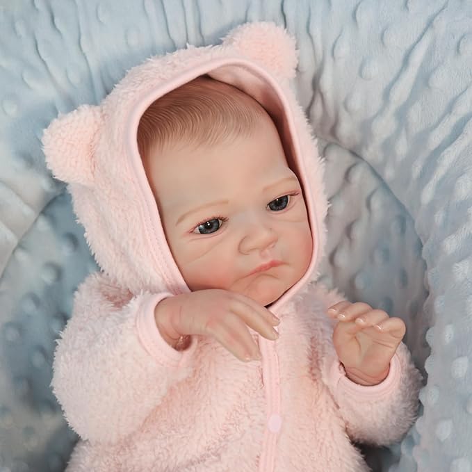 WOOROY Realistic Reborn Baby Dolls Girl- 20 Inch Lifelike Newborn Dolls with Red Hair and Open Eyes, Weighted Cloth Body Real Life Baby Doll with Accessories and Gift Box for Kids 3+