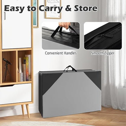 Giantex 4'x10'x 2" Gymnastics Mat, 4-Panel Folding Aerobics Exercise Mat w/Hook & Loop Fastener, Carrying Handle, Portable Tumbling Mat for Stretching Yoga Cheerleading Martial Arts