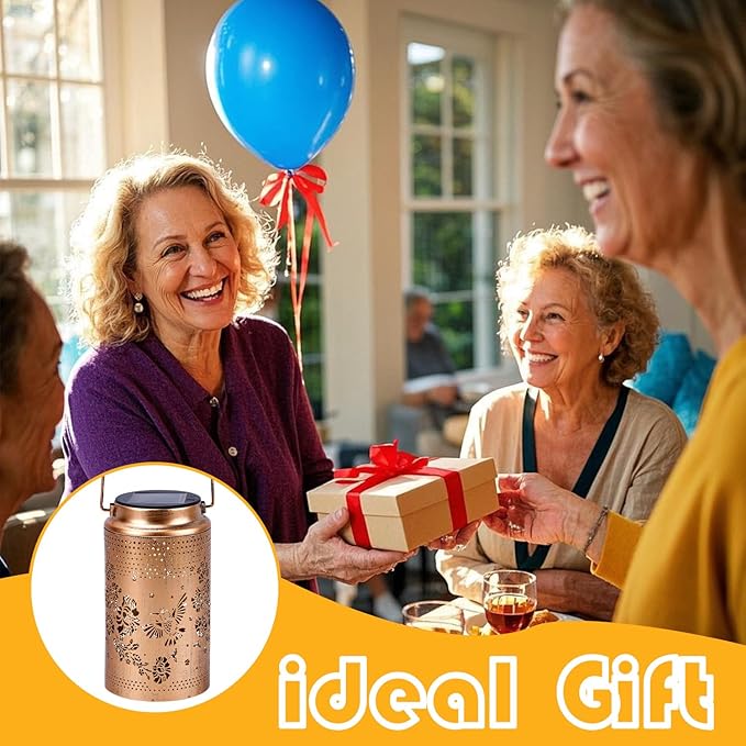 2 Pack Hummingbird Solar Lanterns Outdoor Waterproof, Metal Hanging Lights Decorations for Garden Yard Lawn Patio, Hummingbird Gifts for Women Mom Grandma Sister for Mother'Day Christmas