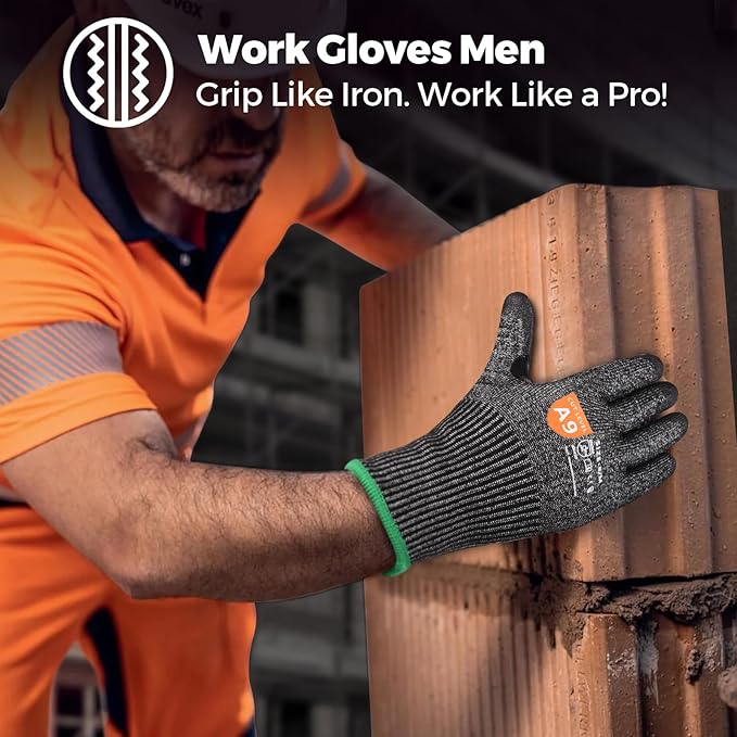 Donfri A9 Cut Resistant Work Gloves for Men - Steel + HPPE Hybrid Safety Gloves for Men, ANSI Cut Level 9 Protection Flexible for Metal Glass Wood Construction Fishing