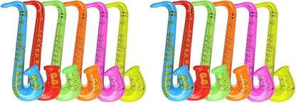 DECORA 27.5“ Inflatable Saxophones Assorted Colors 6pcs for Kids Party Favors (Pack of 2)