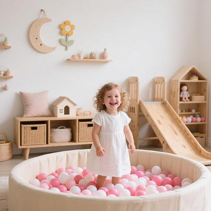 GOGOSO Ball Pit Balls 100 PCS for Toddles, Kids Plastic Balls for Ball Pit, Pool, Pink Party Accessories, Birthday Decoration, Crush Proof and Durable with Storage Bag