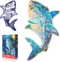 HAS Happiness and Surprise Floor Puzzles for Kids Ages 3-8, Double-Sided Shark Shape Puzzle, Ocean World Puzzles, 48 Pieces Children Jigsaw Puzzle for Boys and Girls Gifts