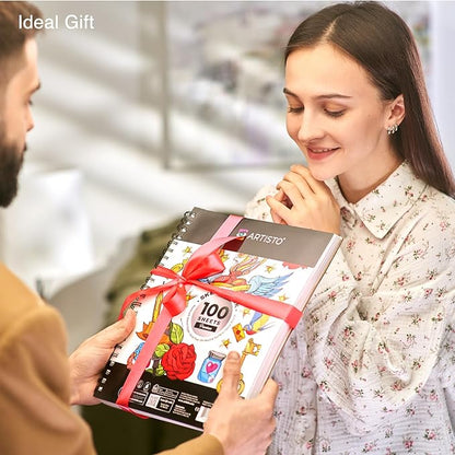 ARTISTIC EYE 9x12 Premium Sketch Book Set, 100 Sheets, Spiral Bound, 68lb (100gsm), Acid-Free Drawing Paper, Ideal for Kids, Teens & Adults (Set of 1)