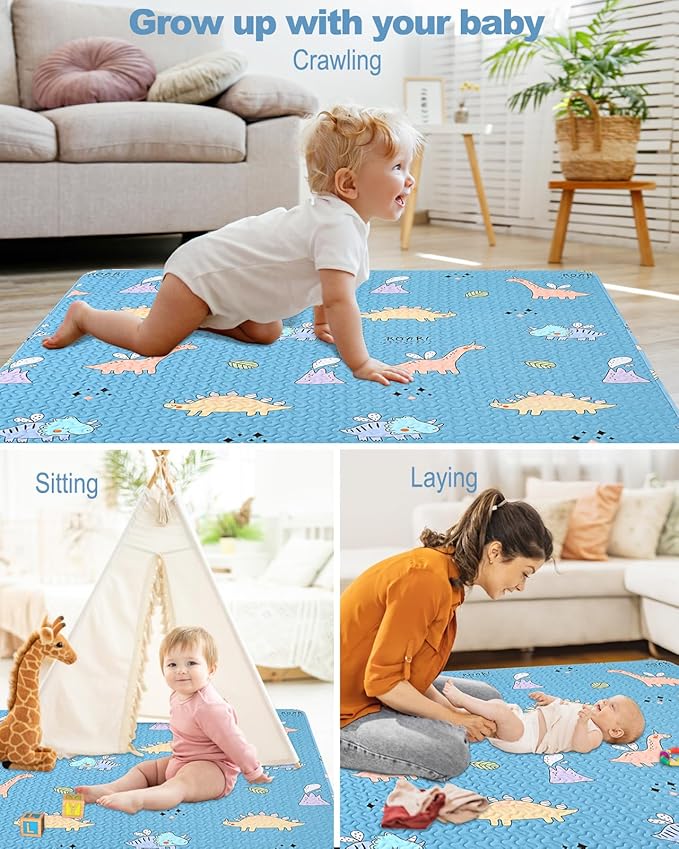 50x50 Play Mat for Playpen Foldable Baby Play Mat Large Tummy Time Mat, Non Slip Washable Baby Play Mats for Floor, Portable Travel Baby Crawling Mats for Toddlers and Infants