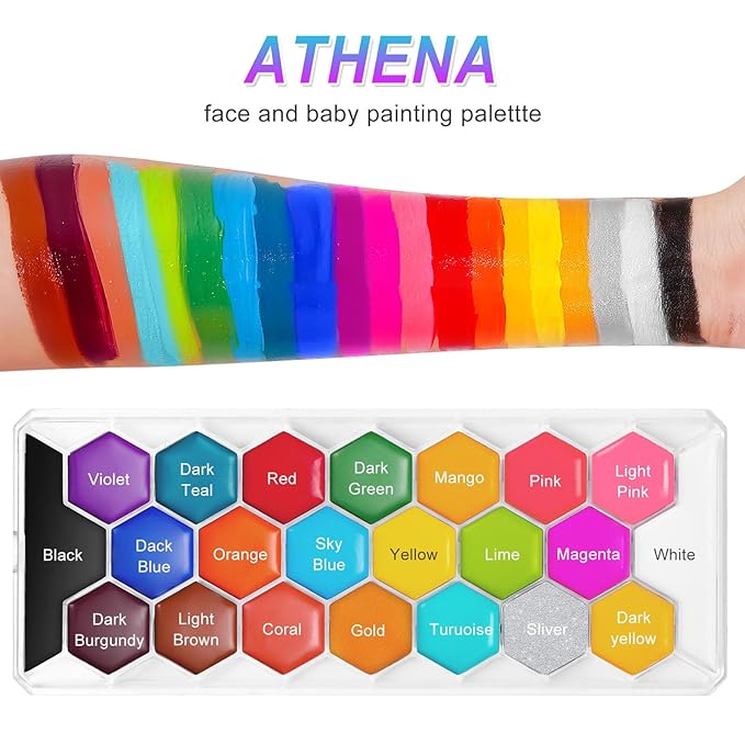 22 Colors Professional Face Body Paint Kit, Face & Body Paint Kit for Halloween,including 22 Colors Face&Body Paint,10 smooth Blue Brushes,30 sheets Black White Special Effects