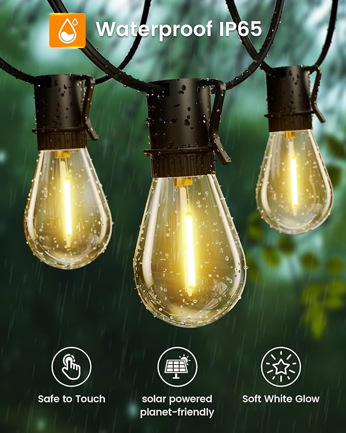 Torkase 100FT LED Outdoor String Lights with 25+2 S14 Shatterproof Bulbs, Commercial Grade Waterproof Patio Lights for Cafe Backyard Deck