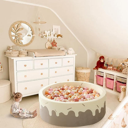 GOGOSO Ball Pit Balls Stars Moon Shapes Plastic Pitballs for Toddler Play Tent Baby Photo Props Kids Pool Water Toys Kiddie Pool Party Decor,Brown Pink, 100pcs