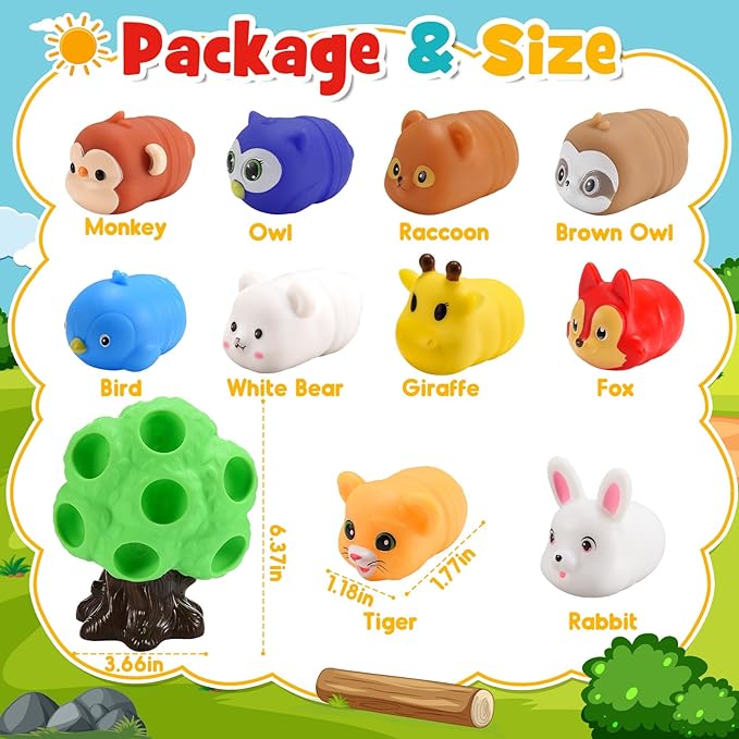 Gifts for 1-5 Year Old Boys, Toddler Toys Farm Animal Learning Toy for Toddlers 1-6 Forest Animal Playset Montessori Toys for 2-6 Girls Sensory Birthday Gifts for Boys
