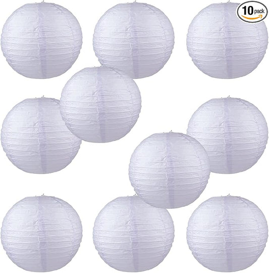 WYZworks - Round Paper Lanterns 10 Pack (Light Lavender, 16") - Hanging Paper Lanterns Lamp for Wedding, Birthday, Party and Home Decorations with 8", 10", 12", 14", 16" Option