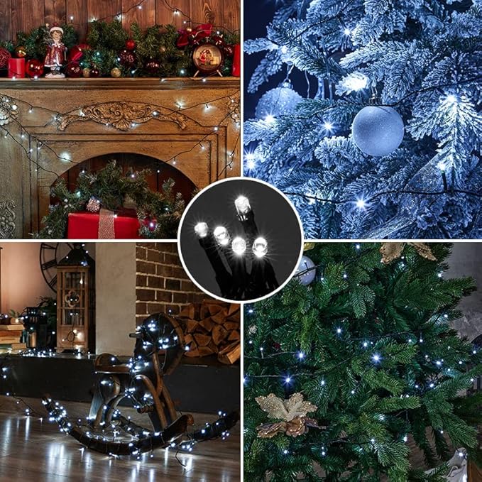 weillsnow White Christmas Fairy Lights Plug in, 200 LED 66FT Waterproof Christmas String Lights, 8 Modes with Memory for Outdoor Indoor Wedding Garden Christmas Decorations (66FT, White)