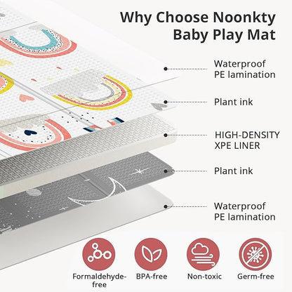 71x59 Foldable Foam Baby Play Mat for Floor, Babies Activity Tummy Time Playmat, Kids Non Toxic Foam Thick Play Mat for Baby, Toddlers, Waterproof & Anti-slip Crawling Mats