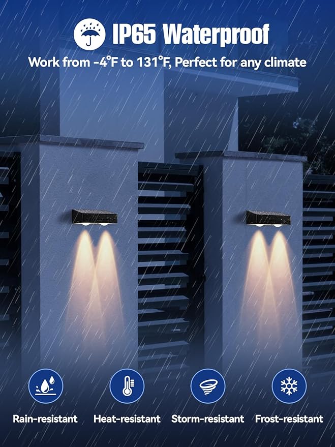 Solar Fence Lights 12 Pack, RGB Fence Solar Lights Outdoor Waterproof Led, 12 Modes Color Changing Outside Lightings Decor for Wall Railing Patio Deck Backyard Garden Pool