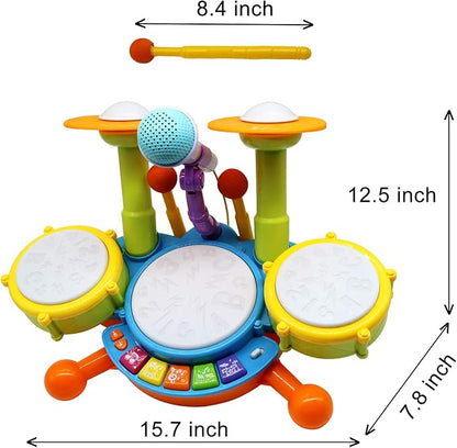 Drum Set for Toddlers, Kids Musical Instruments, Toys for Boy Birthday Gifts, Electric Drum Kit for Babies Boy Girl