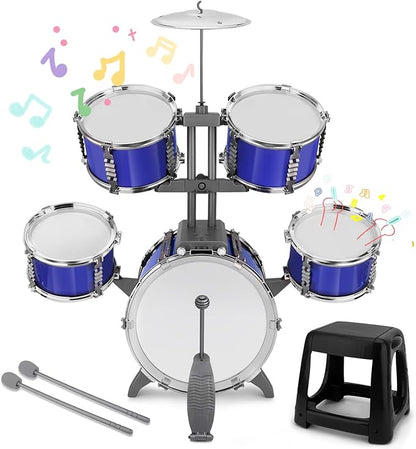Upgraded Kids Drum Set for Toddlers 1-3 Plastic Musical Jazz Drum Instruments Kit Birthday Musical Learning Toys for 4 5 6 Boys Girls