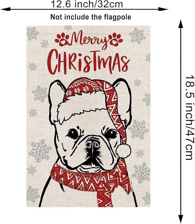 Seasonal Garden Flags French Bulldog Dog Double Sided Flags Set of 11 Holiday Farmhouse Indoor Outdoor Yard Lawn Decorations 12.5x18 Inch