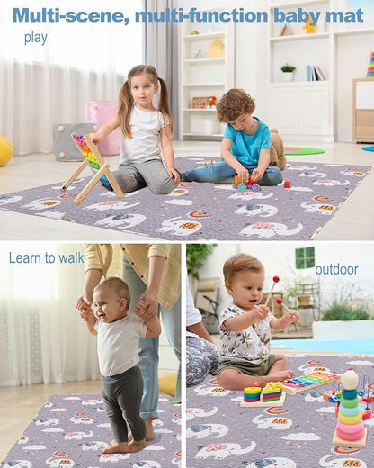 Machine Washable Baby Floor Play Mat 50x50”, Non Slip One-Piece Baby Crawling Mats for Tummy Time, Portable Playpen Mat Playmat for Babies Infants and Toddlers