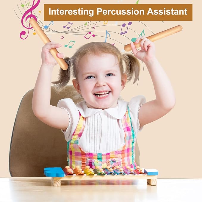 Boao 20 Pcs 8 Inch Music Rhythm Sticks for Kids Bulk, Music Lummi Sticks with Carry Bag, Classical Wood Claves Musical Percussion Instrument Drumsticks Classroom School Perform Show Set