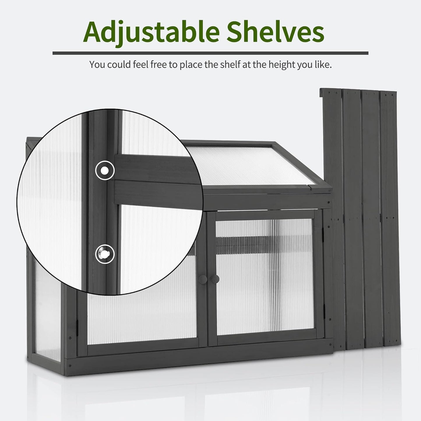 MCombo 2-Tier Wooden Cold Frame Garden Greenhouse Raised Flower Planter Shelf Bed Protection 6057-0160 (Dark Grey)