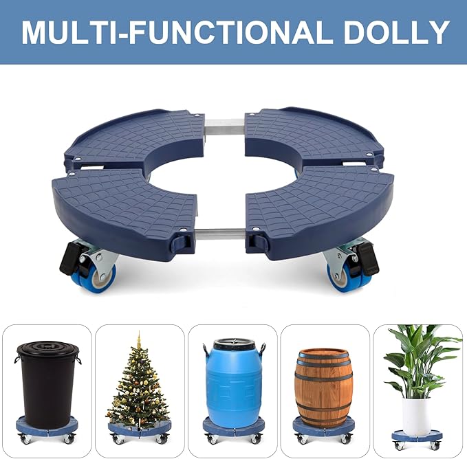 W B D WEIBIDA Plant Dolly with Wheels 2 Pack Heavy Duty Planter Caddy Size-Adjustable, Rolling Plant Stand with Casters, Round Dolly Cart for Potted Plant, Trash Can and Umbrella Base