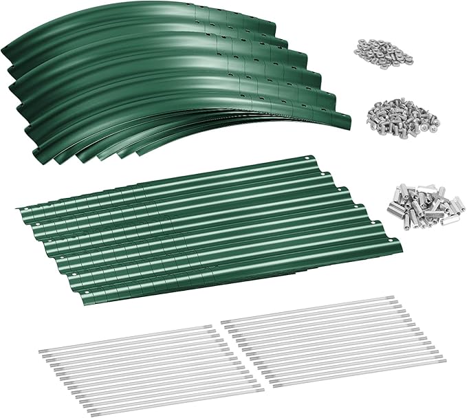 Land Guard 8×2×1.5ft Galvanized Raised Garden Bed Kit, Raised Garden Boxes Outdoor, Oval Metal Raised Garden Beds for Vegetables, Forest Green