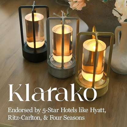 Klarako Crystal Lantern Lamp – Modern Cordless Rechargeable Bedside & Outdoor Light, Portable Wireless Lamp – Dimmable Touch Control – Luxury Living Room & Hotel-Style Lighting (Black, 40-Pack)