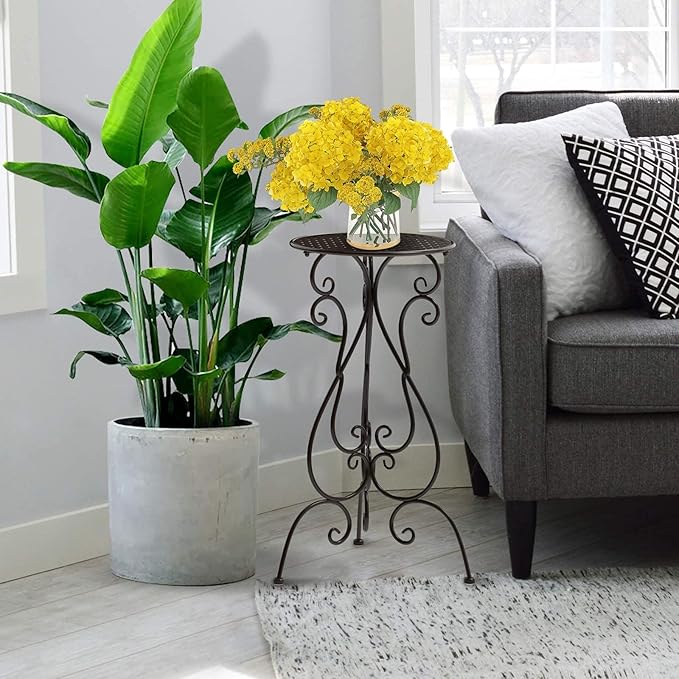 2 Pack Plant Stands Indoor Outdoor, Metal Flower Pot Holder 22.5 inch Tall, Heavy Duty Pedestal Plants Stand for Patio Garden Porch Corner Balcony, Brown