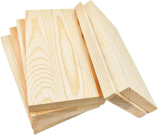 6PCS Rectangle Wood Boards Unfinished Wood Blocks for Crafting, 8x4x0.6in Blank Whittling Wooden Blocks for Wood Carving,Painting & Burning
