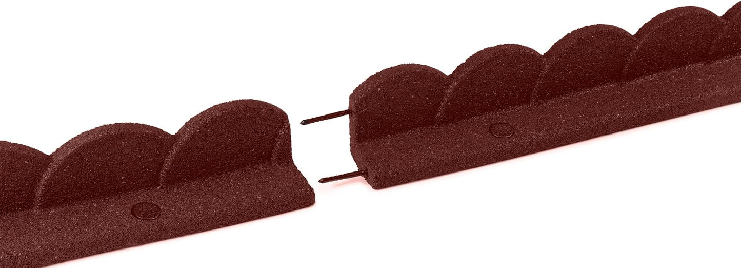 Playsafer L Shaped Flexible Rubber Scalloped Edger for Lawns Landscaping and Playground | Easy No Dig Installation| 4' Long (1, Red)