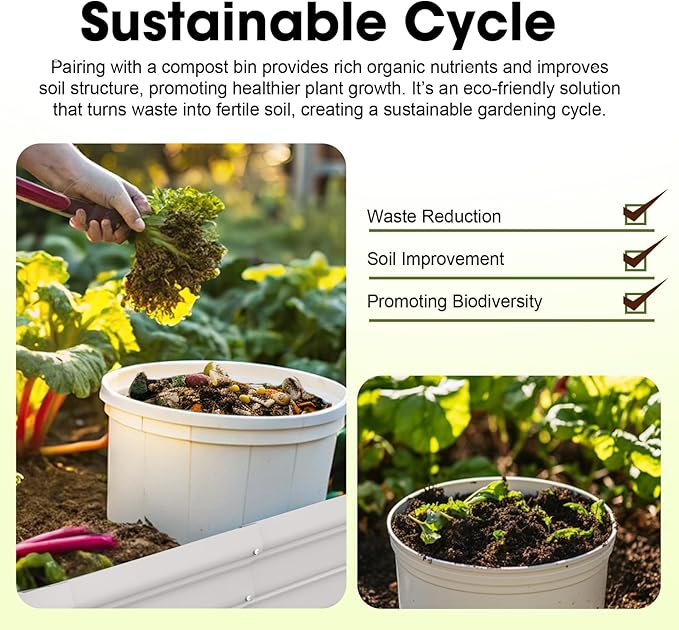 4x2x2ft Oval Galvanized Raised Garden Bed Kits Outdoor Large Metal Modular Planter Box 9-in-1 Raised Beds for Gardening,Vegetables,Fruits,Flowers & Herbs (White)