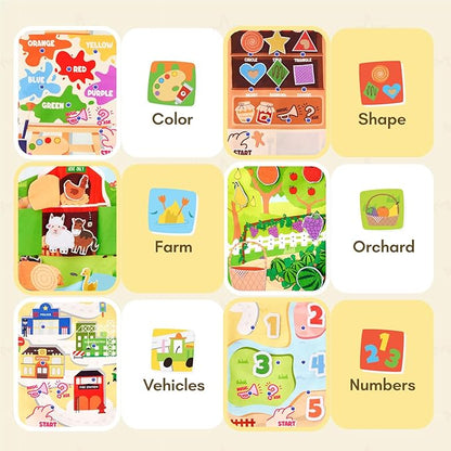 Giant bean Busy Book for Toddlers 1-3, Busy Board Montessori Toys with Sound Panel for 1 2 3 4 5 Year Old, Activity Book Preschool Learning Toys Quiet Books, Birthday Gift, Travel Toy for Airplane Car