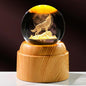 60mm 3D Wolf Crystal Ball with Rotatable Warm Light Wood Base, Wolf Gifts for Women Men Wolf Lovers, Wolf Figurines Decorations Lamp Night Lights