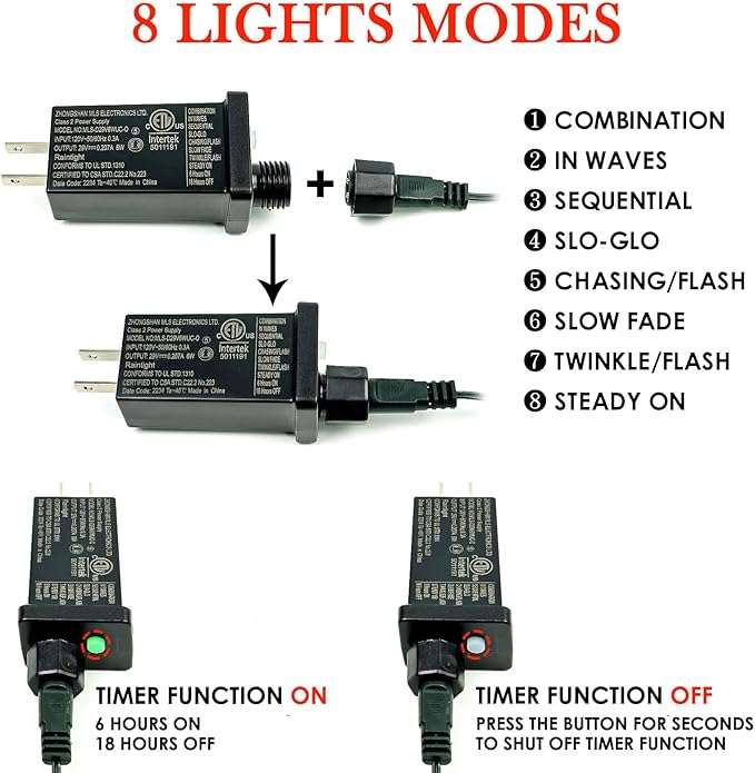 OZS Upgraded 2Pack 164ft 400 LED Christmas String Lights Outdoor Indoor, Extendable Fairy String Lights, Waterproof 8 Modes Green Wire Tree Lights for Holiday Party Christmas Decorations (Red)