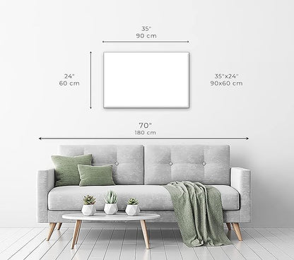 artgeist Textured Canvas Wall Art World map 35x24 in - 1pcs Painting Canvas Prints Picture Artwork Image Framed Contemporary Modern Wall Home Map Continent Sun Abstract k-C-10000-b-a