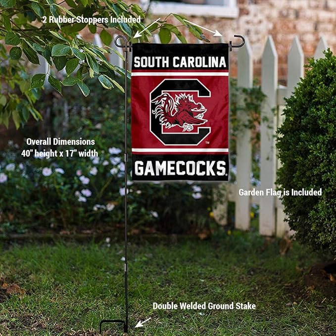 College Flags & Banners Co. South Carolina Gamecocks Garden Flag with Stand Holder